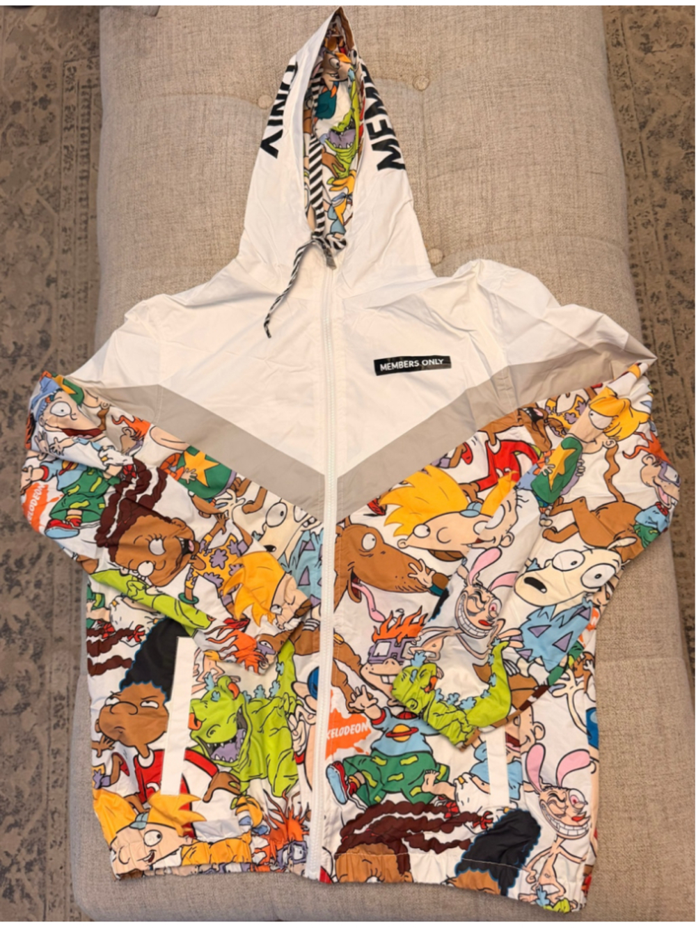 Members Only x Nickelodeon Men’s All Over Print Windbreaker Jacket Size M